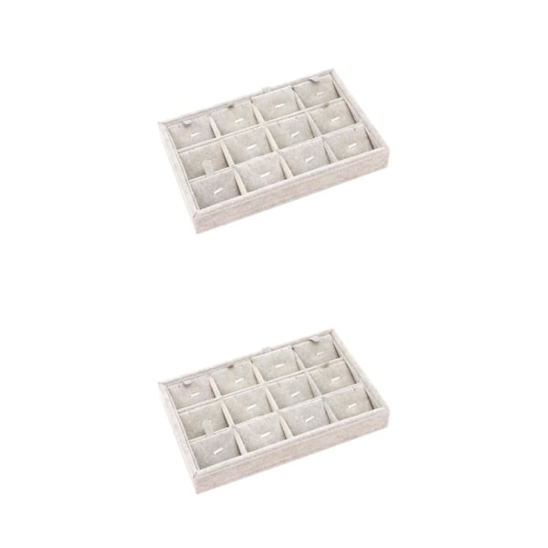 1/2/3/5 Stapelbar smyckesbricka Multipurpose Portable Velvet för Flannel White 12 Grids 2Set