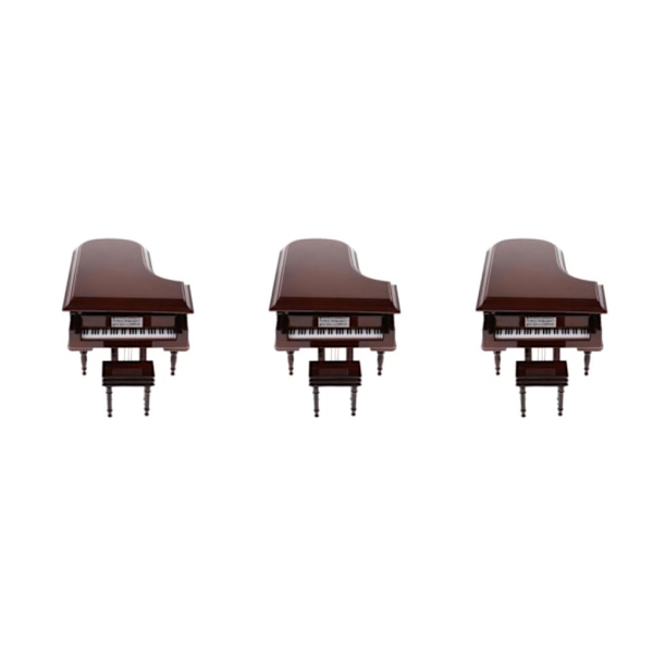 1/3 Mini Piano Modell Dekorativt trä+plast för födelsedag Brown 10 x 7 x 8 cm 3Set