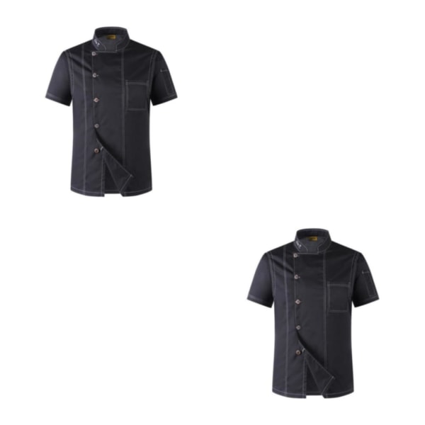 1/2/3 Svart Lätt att rengöra Chef Coat Button Chef Uniformer För black 4xl 2Set