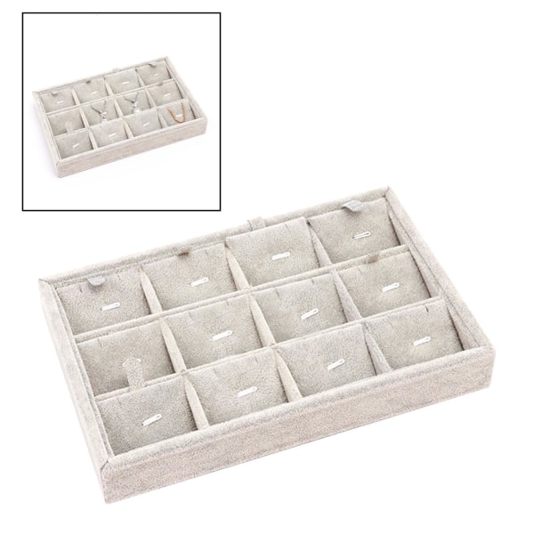 1/2/3/5 Stapelbar smyckesbricka Multipurpose Portable Velvet för Flannel White 12 Grids 1Set