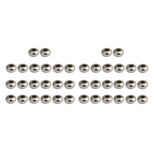 1/2/5 50 delar Silver Rostfritt Stål Runda Spacer Beads För 2Set