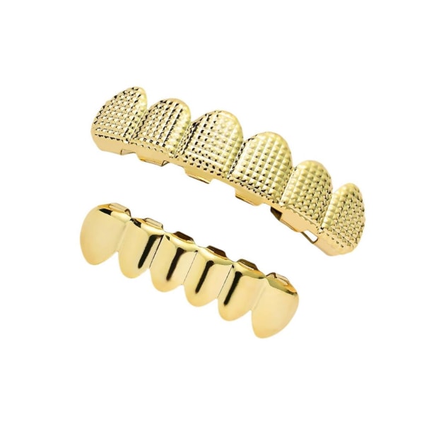 205-01-03 Hip Hop Grill Fake Mouth Smycken Cosplay Decor Golden 1Set