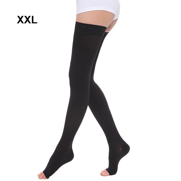 1/2/3 Trendiga och moderiktiga över knästrumpor för Open Toe-black XXL 1Set