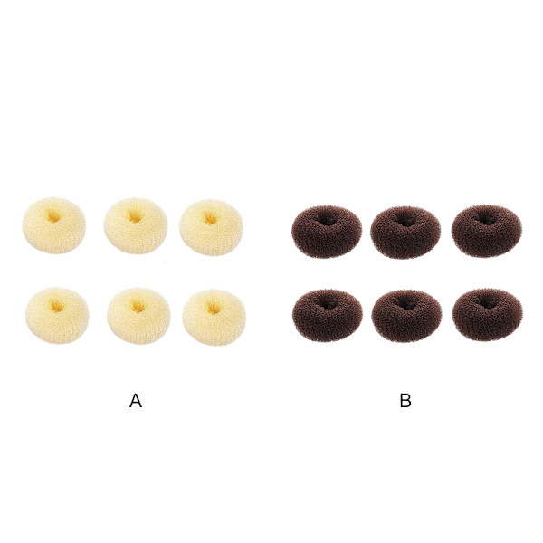 Donut Maker för 6 delar för hårbullar - säkert och enkelt verktyg för hårstyling Beige