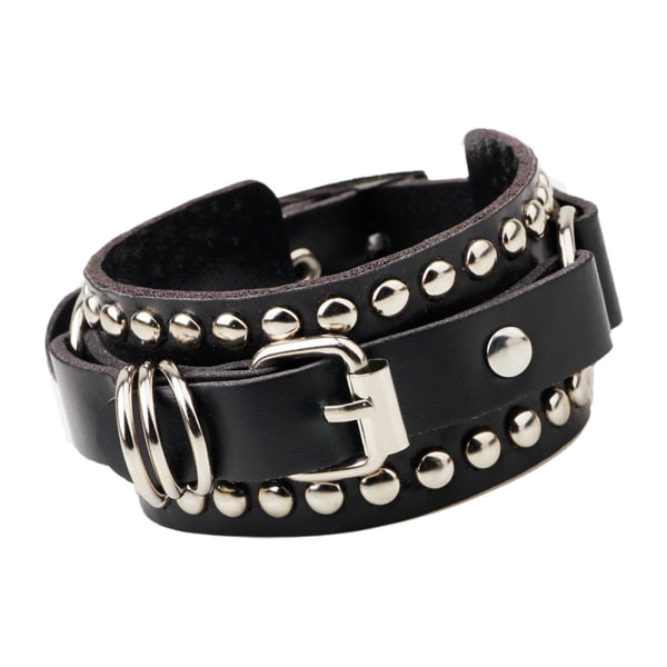 1/2/3/5 PU Läderarmband Justerbar Wrap Cuff Nit för Black 24.5 x 3.2cm 1Set