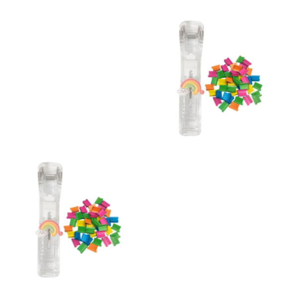 1/2/3 Minihäftapparat Klassrum Liten set Fasta brevpapper Rainbow 11.5 x 2.5cm 2Set