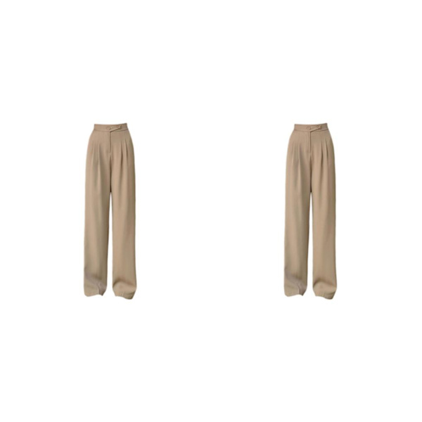 1/2/3/5 Womens Wide Leg Byxor Raka Ben Högmidjat kontor Khaki XL 2Set