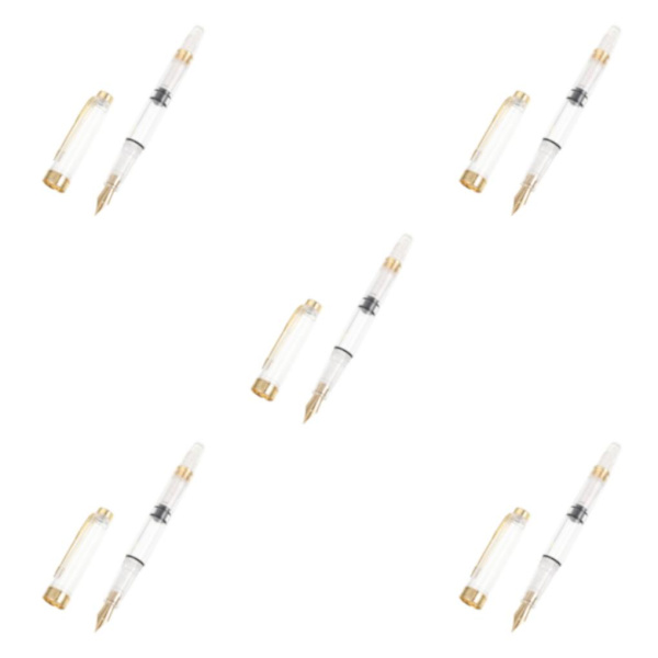 1/5 Transparent Färg Plast Transparent Golden Trim Spetspenna 5Set
