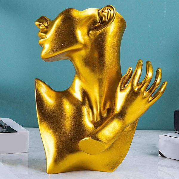 Resin smycken skyltdocka byst display för halsband örhänge kvinnor Gold