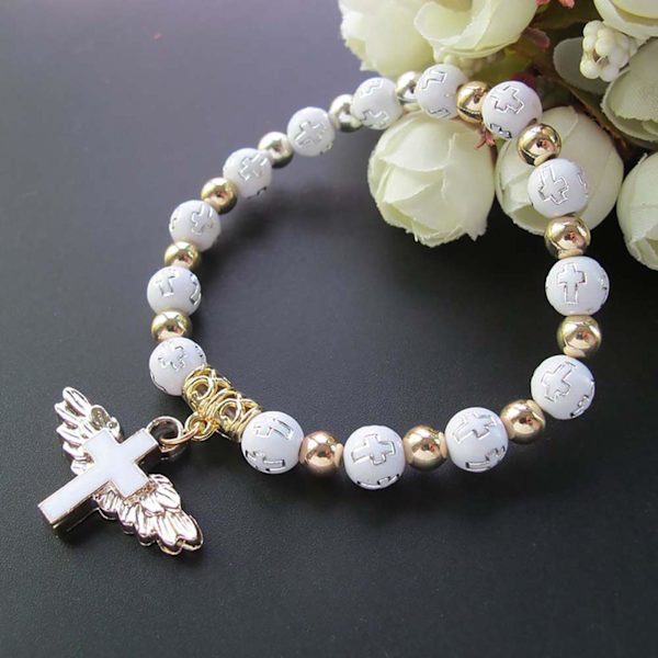1/2/3/5 Angel Wing Cross Armband för 1:A nattvardsdedikation 5Set