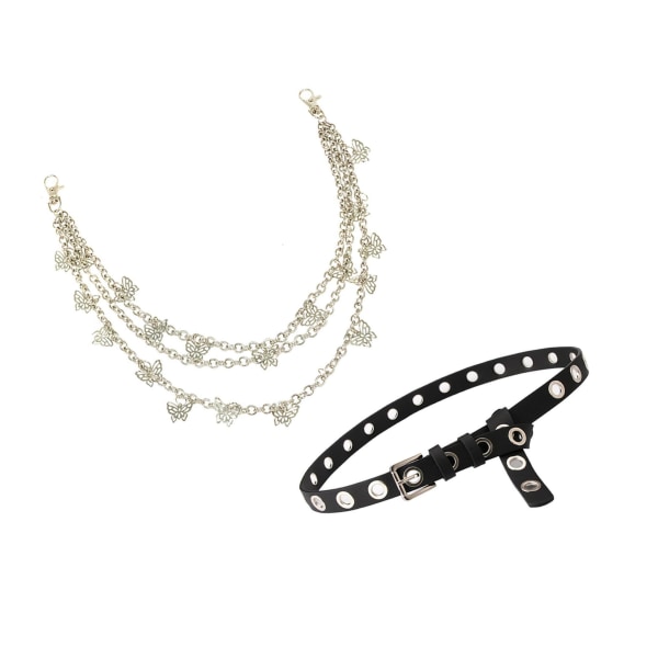 1/2/3 punk midjebälte kedja justerbar för kvinnor män flicka pojke Chain and Belt 155g 1Set