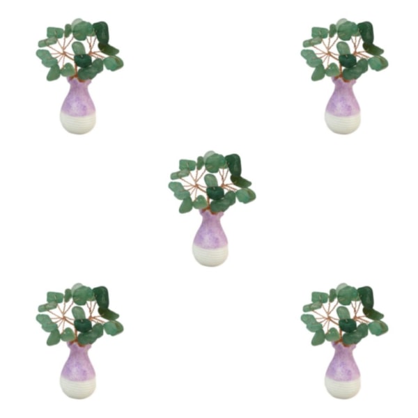 1/2/3/5 Mini Crystal Tree Wealth Luck Tree Positiv energi för Green Aventurine 5cm 5Set