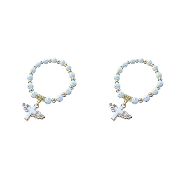1/2/3/5 Angel Wing Cross Armband för 1:A nattvardsdedikation 2Set
