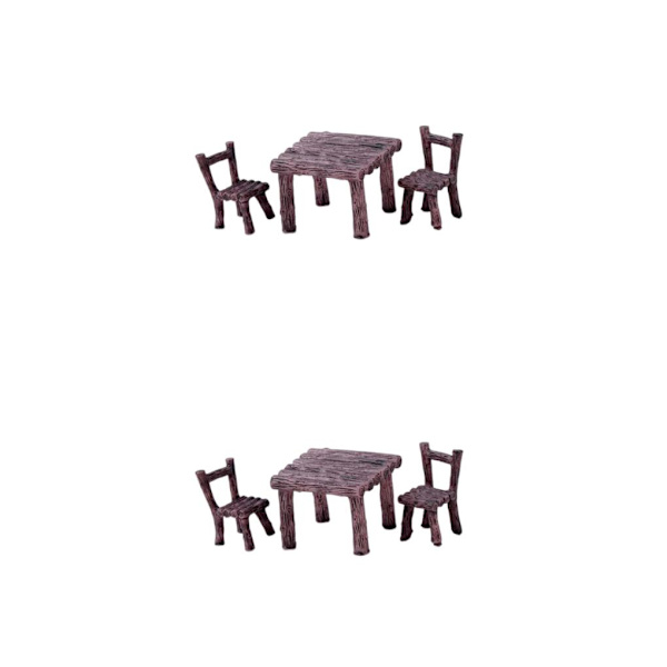 1/2/3 Bordsstolar Set Handmålad dekor för Micro Landscape Brown 2Set