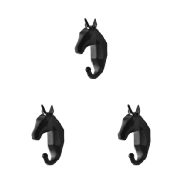 1/2/3/5 Robust och hållbar nyckelkrok för djurhuvud för enkel black (horse) 3Set