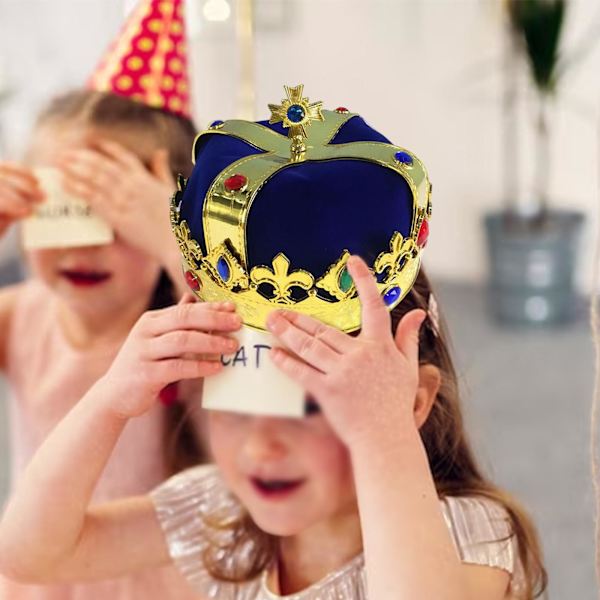 För Royal King För Crown Hat Theme Party Prop King Prince För Blue 19 x 10cm