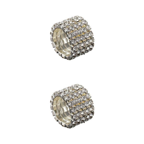 1/2/3/5 Stretch Crystal Ring Utsökt inläggning för Elegant silver 5 rows 2PCS