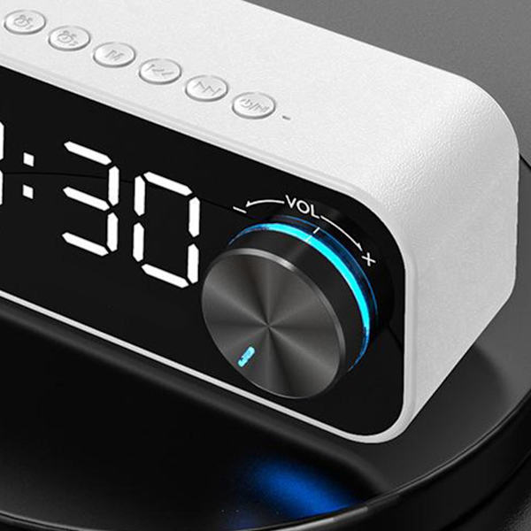1/2/3/5 Dubbel väckarklocka Bluetooth spegel med stereohögtalare White 14.2x4.5x6cm 1Set