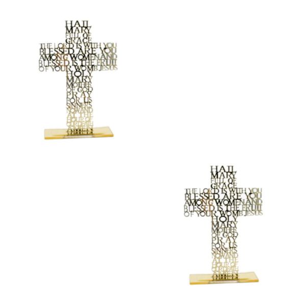 1/2/3/5 Stående krucifix Jesus Scriptures Cross Bön Gold 20cm 2Set