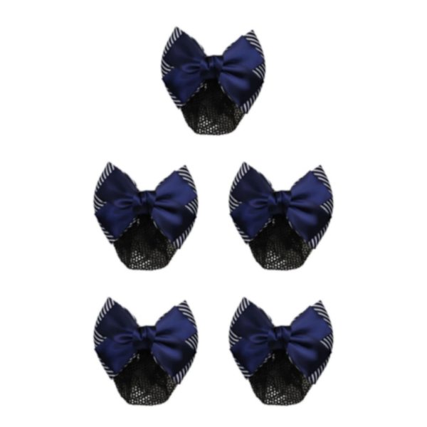 1/2/3/5 tyg lätt att bära Elastiska hårnät för moderiktiga Thick Stripes- Blue 5Set