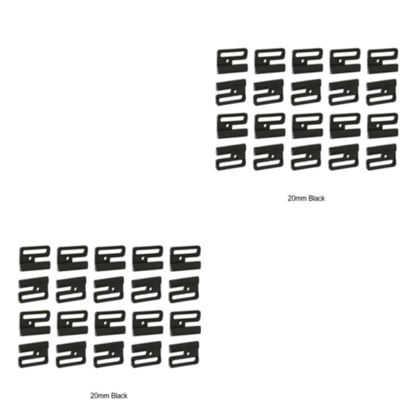 1/2/3/5 Plast BH Strap Juster Spänne Vackert utförande black 20mm 2Set