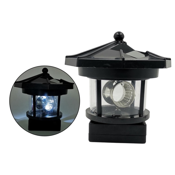 1/2 Solar Lighthouse Roterande Lampa LED Solar Light Garden Yard Black 3.7 x 3.7 Inch 1Set