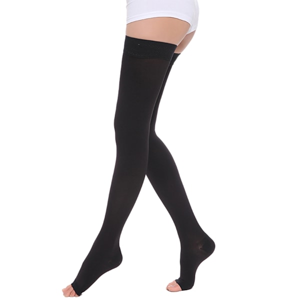1/2/3 Trendiga och moderiktiga över knästrumpor för Open Toe-black M 1Set