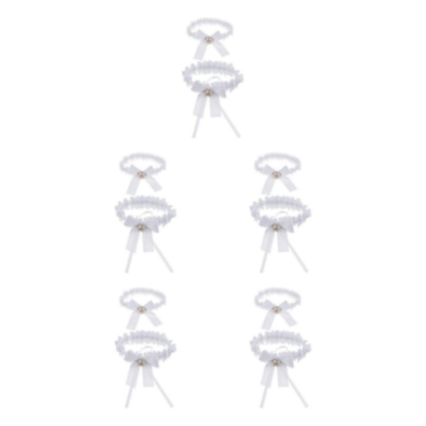 1/2/5 2-delad dam spetsblomma ben Strumpebandsringar White 33cm 5Set