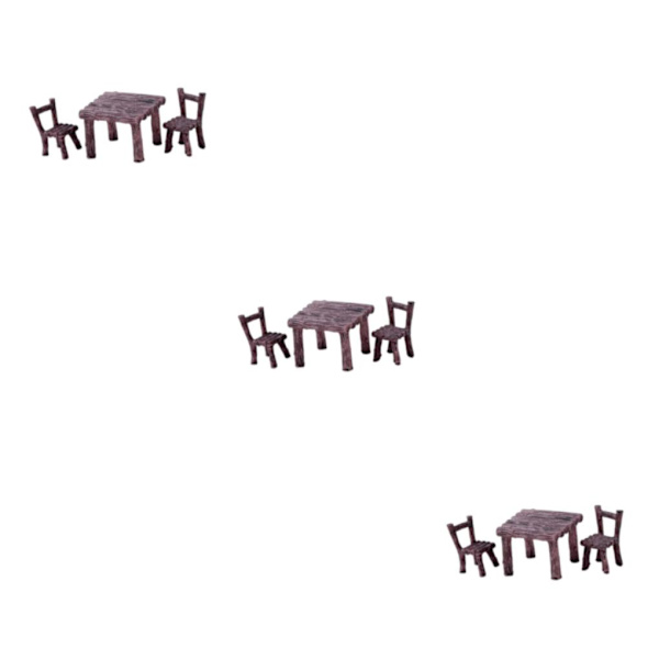 1/2/3 Bordsstolar Set Handmålad dekor för Micro Landscape Brown 3Set