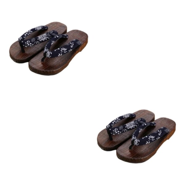 1/2 Japanska träskor Tofflor Geta Sandaler För Flip Flops för män Blue Round Size 42 2Set