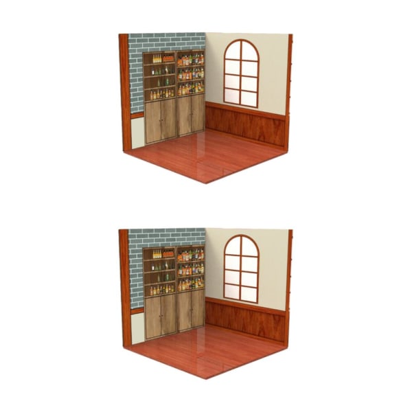 1/2/3/5 1/12 Skala Bakgrund Scenmodell Bakgrundsscen för Tea House 21.5 x 21.5cm 2Set