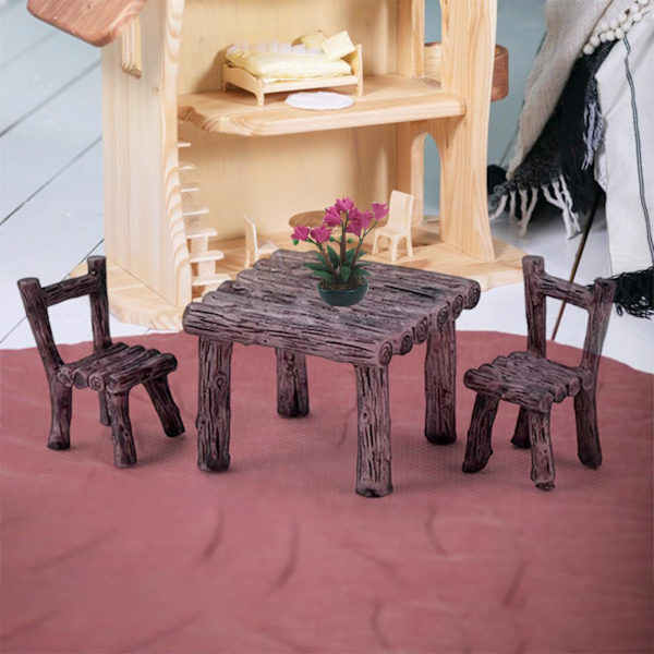 1/2/3 Bordsstolar Set Handmålad dekor för Micro Landscape Brown 1Set