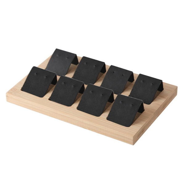 1/2/3 trä örhängeskorthållare med bricka för smycketillbehör 8 Pair Black 1Set