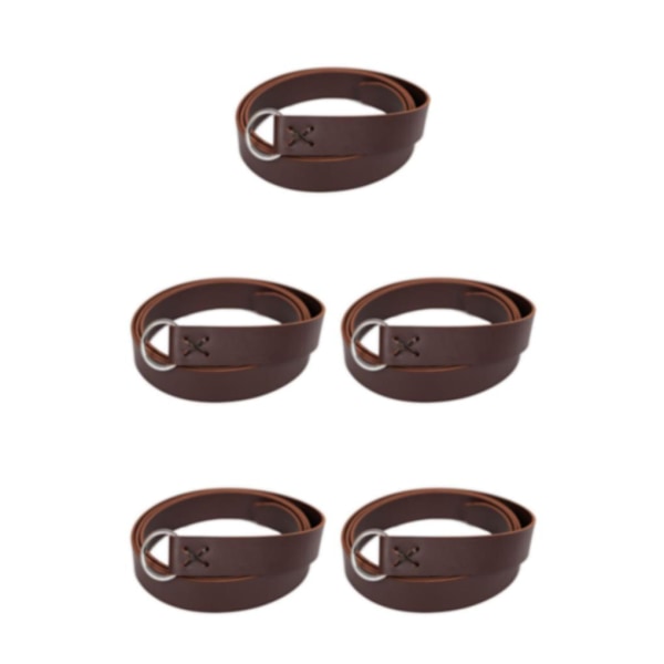 1/2/5 Läder Medieval För Viking Bälte Midjeband Fotorekvisita Coffee Length: 190cm 5Set