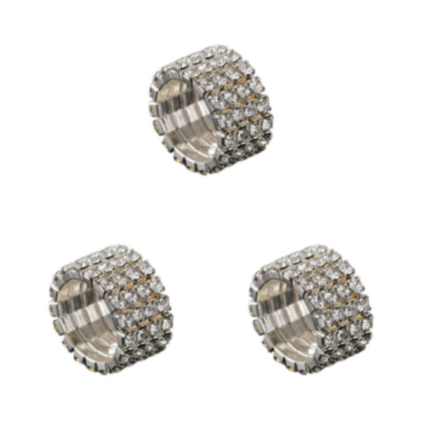 1/2/3/5 Stretch Crystal Ring Utsökt inläggning för Elegant silver 4 rows 3PCS