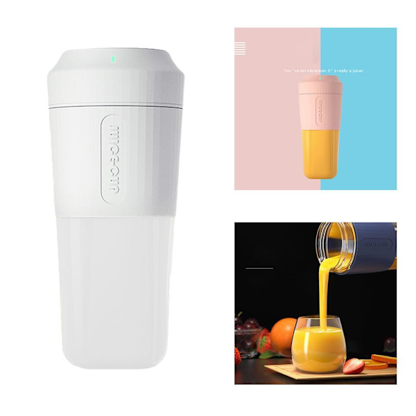 1/3 400ml Bärbar Mini Juicer USB Uppladdningsbar Blender Mixer White 9x20cm 1Set