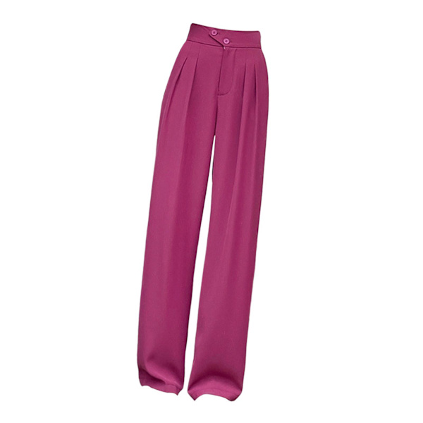 1/2/3/5 Womens Wide Leg Byxor Raka Ben Högmidjat kontor Red S 1Set
