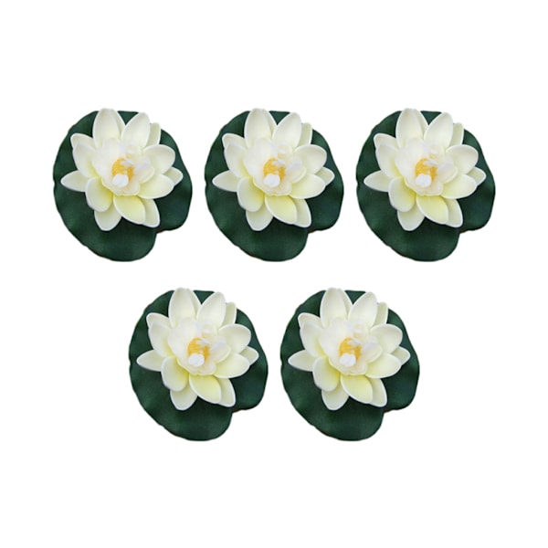 1/2 5-delad konstgjord Lotusblomma Realistiska Float Foam Lotus milky white 1Set