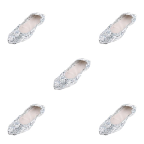 1/2/3/5 Kvinnor Tjej Magdansskor Non- För slip Soft Soles Silver M 5Set