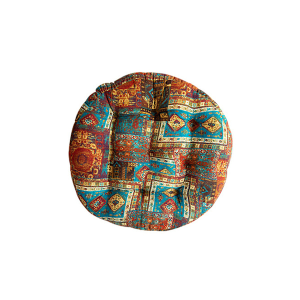 Boho-stil utomhus rund vändbar sittdyna – Round Blue（55cm）