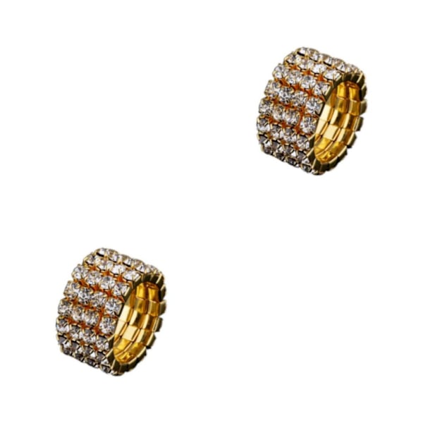 1/2/3/5 Stretch Crystal Ring Utsökt inläggning för Elegant golden 4 rows 2PCS