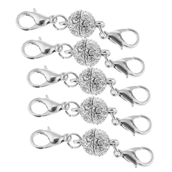 1/3/5 5 st Kristallrund 8mm Ball Hummer Spänne Krok Silver 1Set