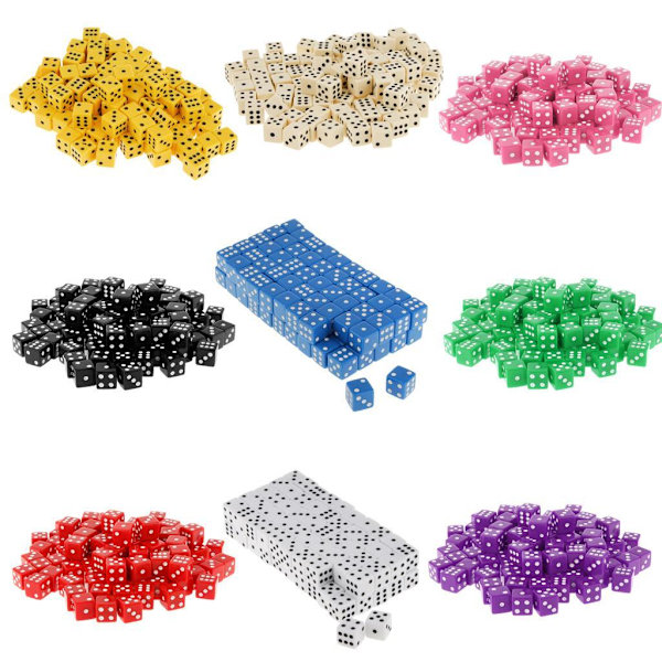 100 x ogenomskinliga 16 mm sexsidiga RPG-spel med tärningar Blue