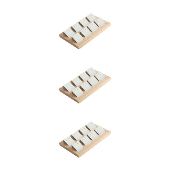 1/2/3 trä örhängeskorthållare med bricka för smycketillbehör 8 Pair White 3Set
