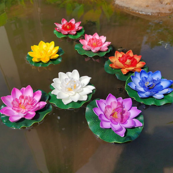 1/2 5-delad konstgjord Lotusblomma Realistiska Float Foam Lotus milky white 1Set