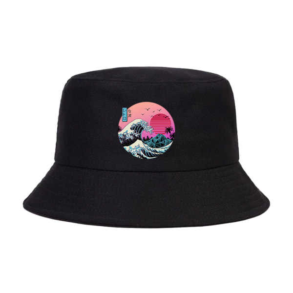 Elegant printed fiskarhatt för snyggt skydd Bucket Hat black 56-58CM