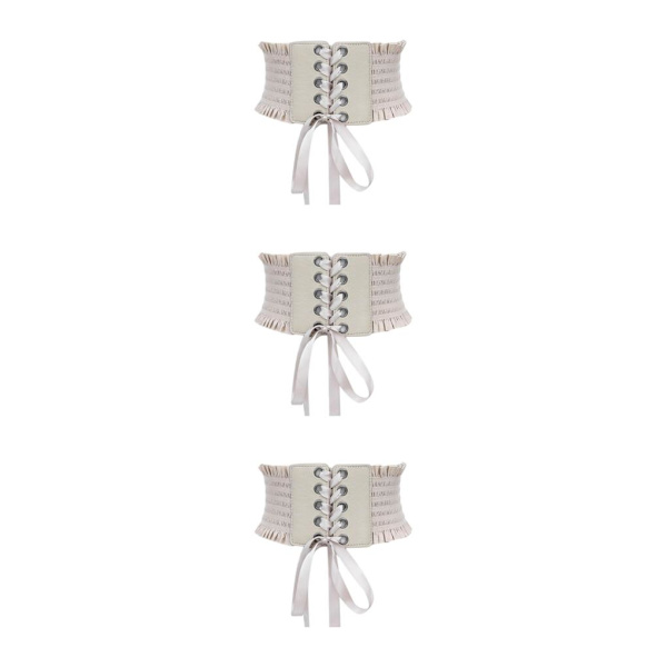 1/2/3/5 Dam Charm Midjeband Bred underbyst Cosplay Strechy rosett Beige Type A 3Set