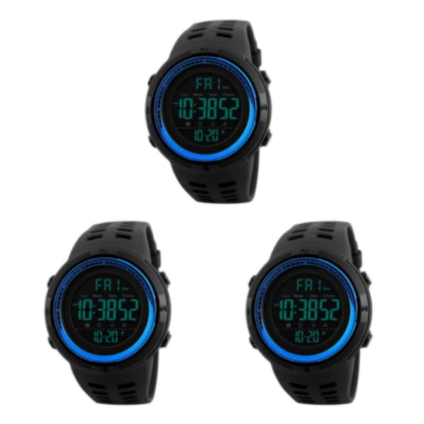 1/2/3 1251 Herr Digital Sports Watch Waterproof Stoppur För Blue 250mm 3Set