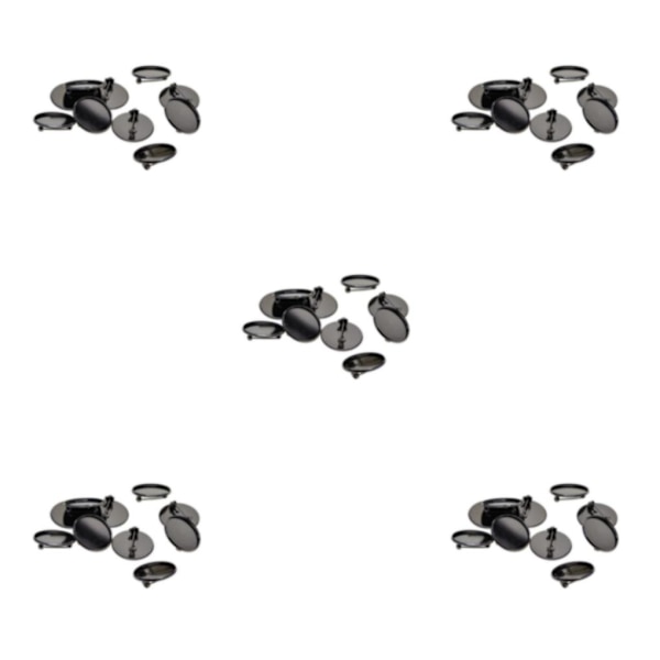 1/5 10 st 25 mm broschtillverkning av tomma cabochonramsinställningsbrickor Black 5Set