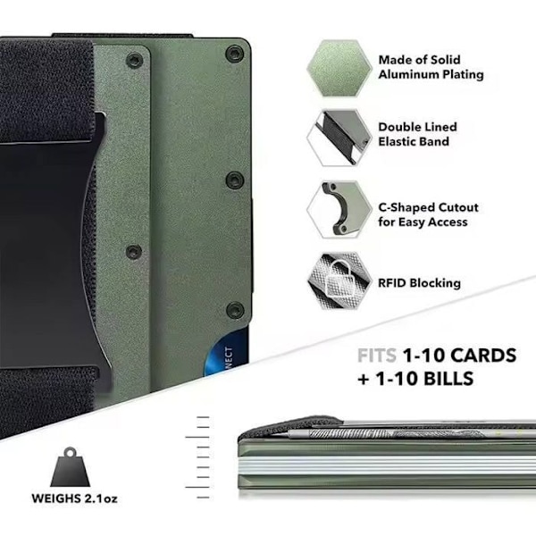 Pung - Aluminium - Lyseblå - RFID-blokering - Max 10 kort - Elegant design Himmelsblå
